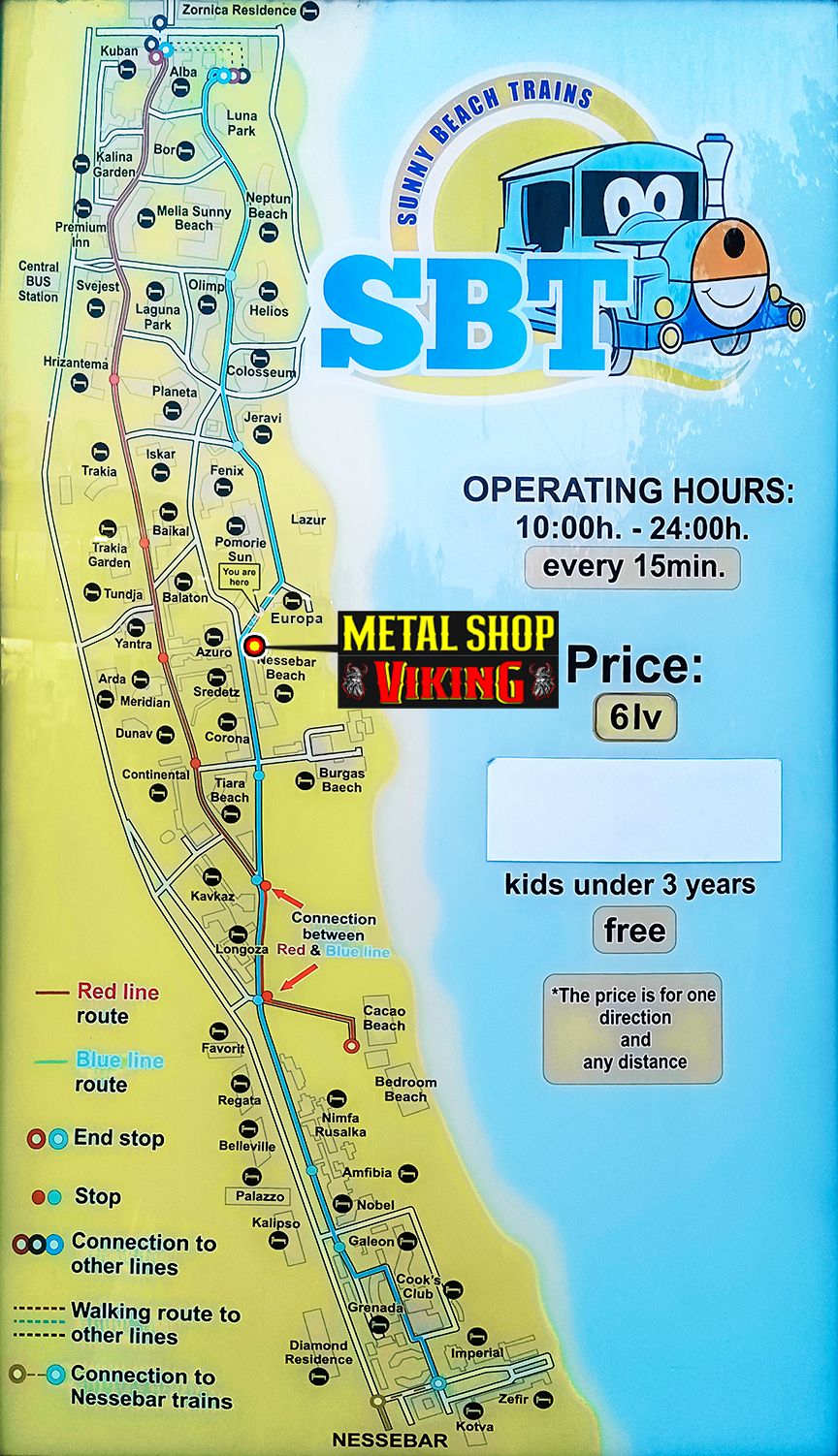 Metal Shop Viking on the Sunny Beach Trains Map